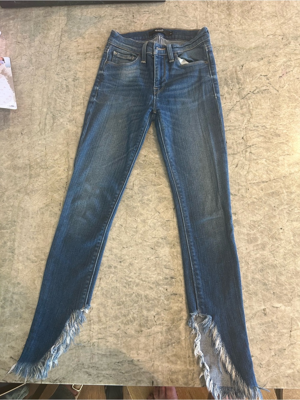Hudson Women’s Frayed Hem Skinny Jeans - Blue
